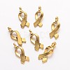 (Holiday Stock-Up Sale)Breast Cancer Awareness Ribbon Metal Alloy Pendants PALLOY-DA11-2635-AG-NR-1