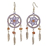 304 Stainless Steel with Glass Dangle with Natural Agate Stud Earring EJEW-MZ00185-02-1