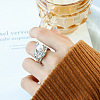 Flower Stainless Steel Open Cuff Rings WGAF2BA-01-1