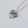 Synthetic Turquoise Chip Beaded Tree of Life Alloy Heart Pendant Necklaces WG026CB-04-1