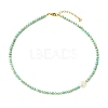 Natural Keshi Pearl Coin and Natural Amazonite Heishi Beaded Necklaces for Women NJEW-JN06344-2