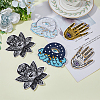 HOBBIESAY 6Pcs 3 Style Evil Eye Theme Crystal Ball/Lotus/Hamsa Hand Embroidered Polyester Clothing Patches PATC-HY0001-22-3