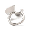 Twist Wave Rack Plating Brass Open Cuff Rings for Women RJEW-G294-07P-3