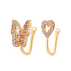 Butterfly Heart Brass Micro Pave Clear Cubic Zirconia Clip on Nose Rings FS-WGAE293-02-2