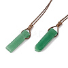 Natural Green Aventurine Nugget Pendant Necklace with Waxed Cord for Women NJEW-F306-01A-1