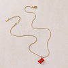 Vintage European 304 Stainless Steel Crystal Rhinestone Red Coin Candy Charm Necklaces with Enamel for Women EK6203-4