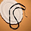 Vintage Frosted 6MM Natural Black Onyx(Dyed & Heated) Round Beaded Necklaces with Alloy Tube for Men KE3601-3