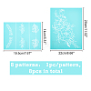 Olycraft 8 Patterns Self-Adhesive Silk Screen Printing Stencil DIY-OC0004-007-2