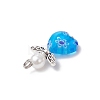 Handmade Millefiori Lampwork Beads and ABS Plastic Imitation Pearl Round Beads and Tibetan Style Alloy Fairy Wing Beads and 304 Stainless Steel Ball Head Pins Pendants PALLOY-JF03740-02-5