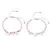 2Pcs Valentine's Day Dyed Natural White Jade Bead & Rose Quartz & TOHO Round Seed Beads Braided Bead Bracelets for Women BJEW-MZ00244-1