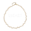 Natural Pearl Two Sides Polished and Round Brass Beaded Necklaces NJEW-JN06323-2