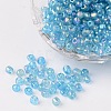 6/0 Transparent Rainbow Colours Round Glass Seed Beads X-SEED-A007-4mm-163-1