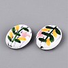 Hand Painted Tulip Flower Oval Porcelain Beads PORC-N012-11E-2
