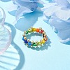 Glass Seed & Brass Beads Finger Rings RJEW-JR00687-2