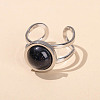 304 Stainless Steel & Blue Goldstone Cuff Rings FS-WGDE3F0-12-1