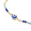 Brass Evil Eye Link Chain Anklet with Glass Beaded AJEW-AN00538-2