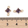 Brass Pave Glass Rhombus Links Connector Charms GLAA-Q088-001G-3