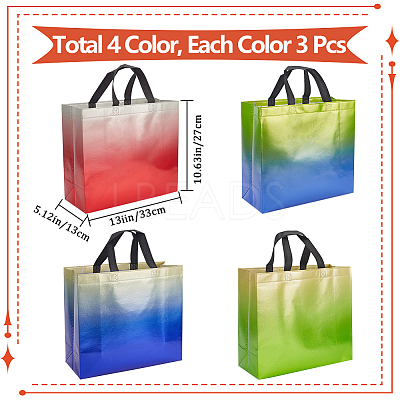 12Pcs 4 Colors Non-Woven Reusable Folding Gift Bags with Handle ABAG-GF0001-29A-1