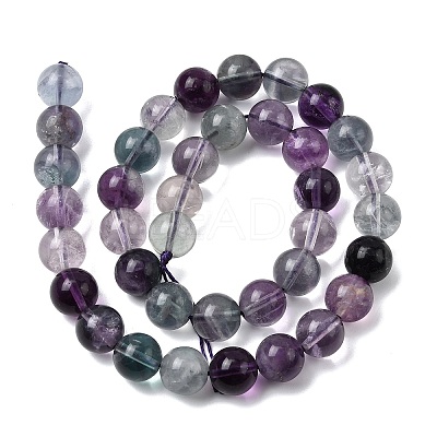 Natural Rainbow Fluorite Round Bead Strands G-P070-31-10mm-1