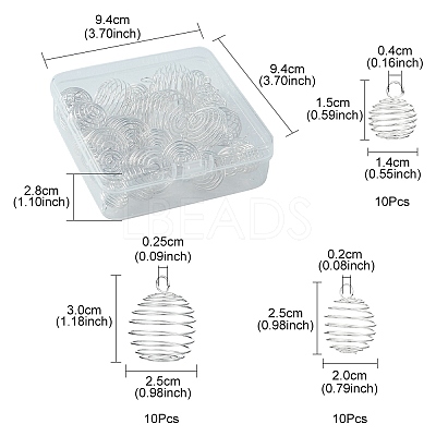 30Pcs 3 Style Iron Wire Pendants IFIN-YW0001-78-1