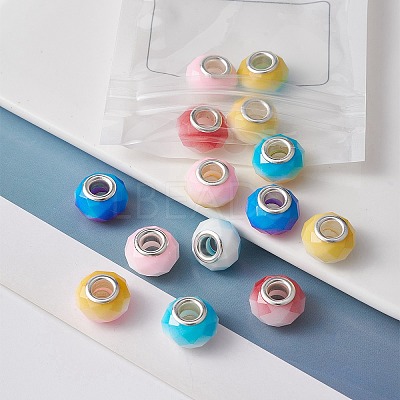 14Pcs 7 Colors Glass European Beads GPDL-YW0001-03-1