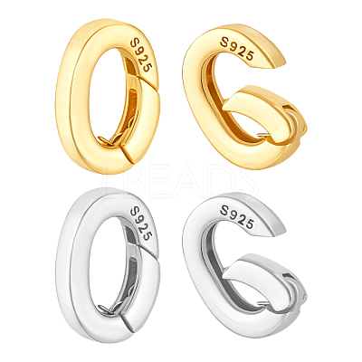 4Pcs 2 Colors 925 Sterling Silver Spring Gate Rings STER-PH0003-91-1