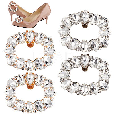 4Pcs 2 Colors Zinc Alloy Crystal Rhinestone Shoe Decoration FIND-GO0002-30-1
