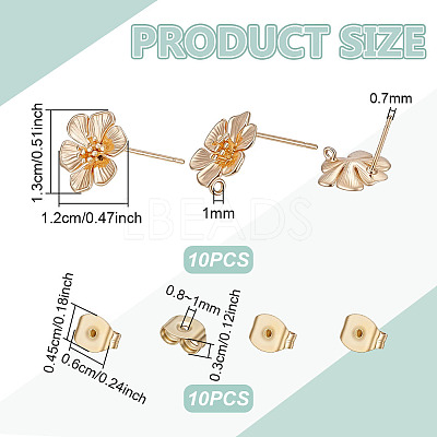 10Pcs Brass Stud Earring Findings KK-UN0006-21-1