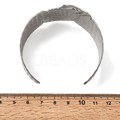 Summer 304 Stainless Steel Wide Cuff Bangles for Women Men BJEW-F511-01P-1