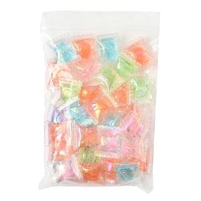 32Pcs UV Plating Rainbow Iridescent Acrylic Beads OACR-FS0002-14-1