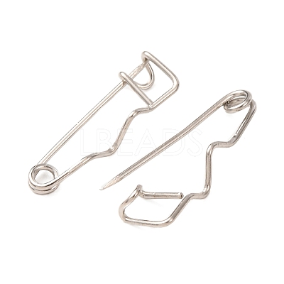 Iron Crimp Safety Pin Brooch Findings JEWB-Z050-01P-01-1