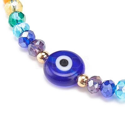 Lampwork Evil Eye & Glass Beaded Bracelet BJEW-JB08367-01-1