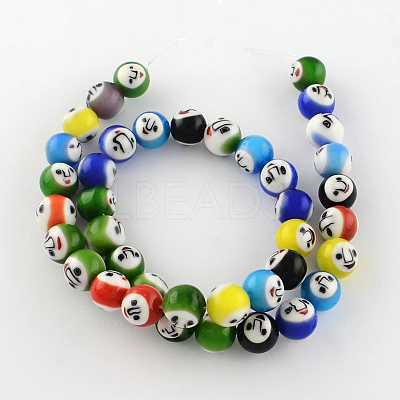 Round Handmade Lampwork Bead Strands LAMP-S169-03-1