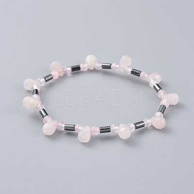 Non-magnetic Synthetic Hematite Beads Stretch Bracelets BJEW-JB04659-04-1