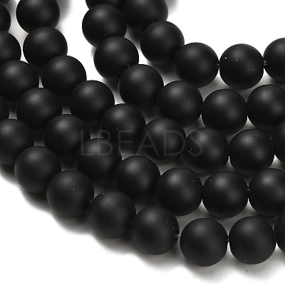 Natural Black Onyx(Dyed & Heated) Beads Strands G-Z024-01B-01-1