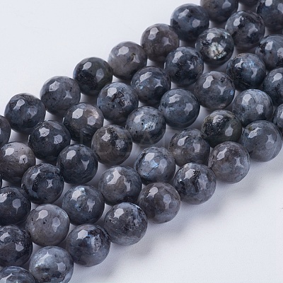 Natural Larvikite Beads Strands G-G542-8mm-27-1