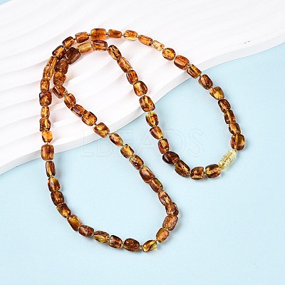 Natural Amber Nuggets Beaded Necklaces NJEW-T019-06-1