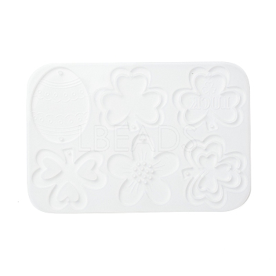 Easter Egg & Shamrock & Flower Connector Charms Silicone Molds X-DIY-L065-01-1