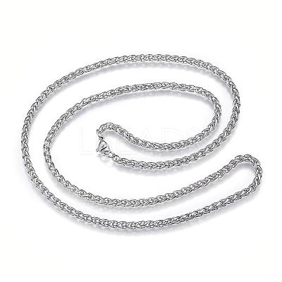 Non-Tarnish 304 Stainless Steel Wheat Chain Necklaces NJEW-D285-14P-1