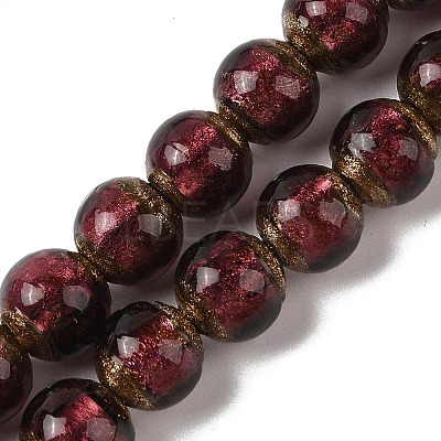 Handmade Gold Sand Lampwork Beads Strands LAMP-P062-01B-1