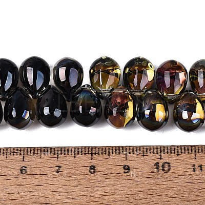 Electroplate Baking Paint Transparent Glass Beads Strands GL-N005-02A-C03-1