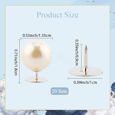 20Pcs ABS Plastic Pearl No Sewing Buttons BUTT-CY0001-22C-1