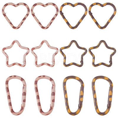 12Pcs 6 Styles Alloy Spring Gate Rings FIND-HS0002-71-1