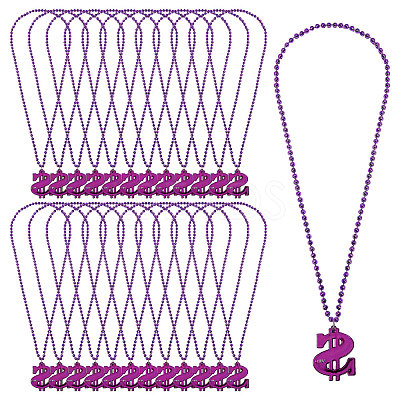 Plastic Dollar Sign Big Pendant Ball Chain Necklaces NJEW-WH0021-81A-1