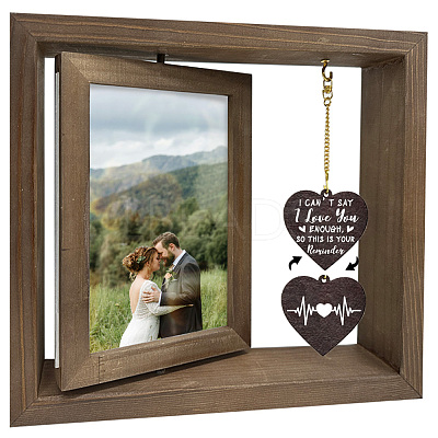 Double Sided Wooden Rotating Photo Frames with DIY Word Heart Charm DJEW-WH0076-006-1