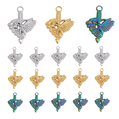 18Pcs 3 Colors 304 Stainless Steel Pendant Rhinestone Settings STAS-DC0013-35-1