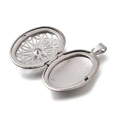 316 Stainless Steel Locket Pendants STAS-C123-01A-P-1