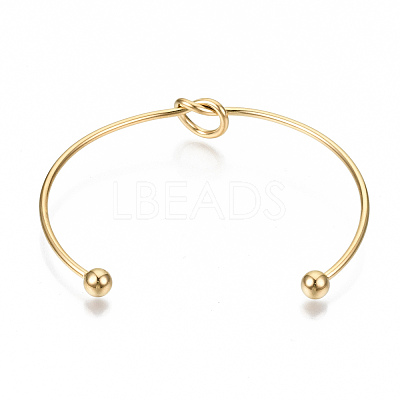 304 Stainless Steel Love Knot Cuff Bangle Making X-MAK-S073-001G-1