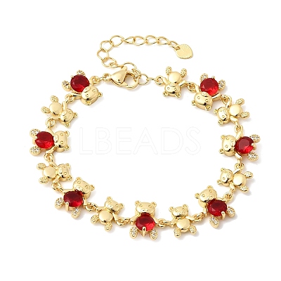 Brass Micro Pave Cubic Zirconia Link Chain Bracelets for Women BJEW-D457-01G-1