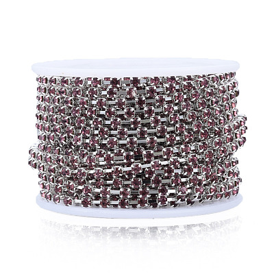 Silver Plated Brass Rhinestone Strass Chains CHC-N020-12B-04-1